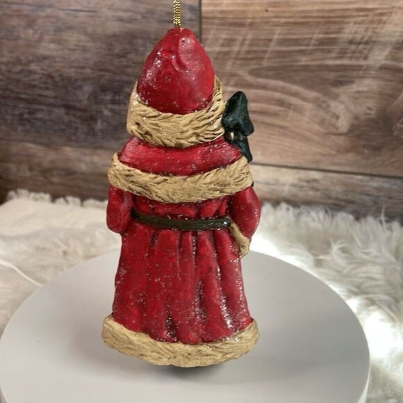 Vintage Santa Clause Christmas Holiday Ornament Handpainted Unbranded 6” Approx - Picture 3 of 5